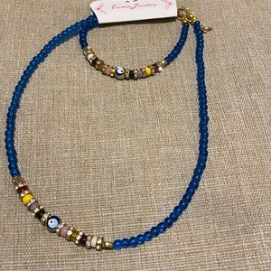 Evil eye Beaded Necklace and Bracelet set